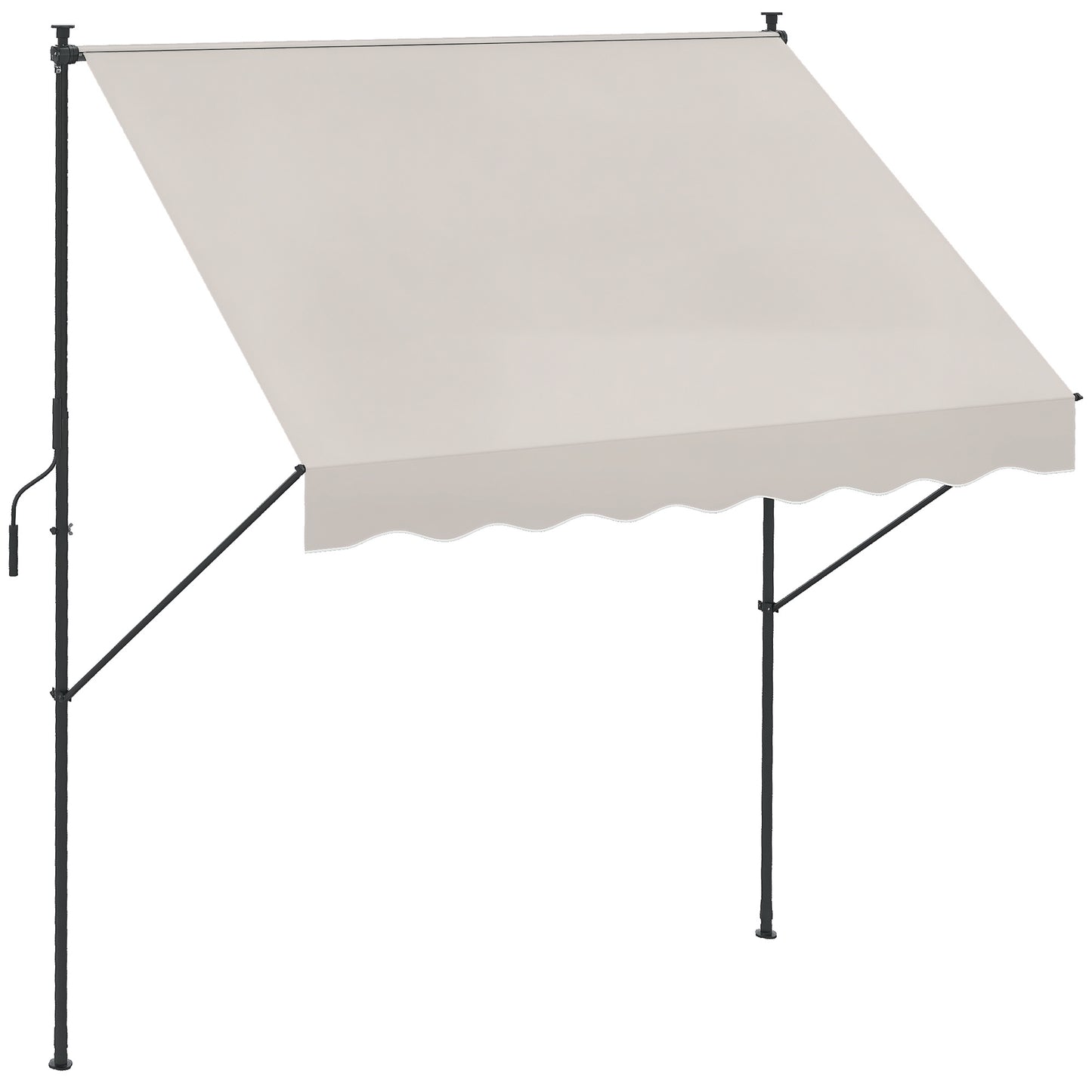 Outsunny Toldo Manual Retráctil 200x175x210-310cm Manivela Protecciónuv40+ Crema_0