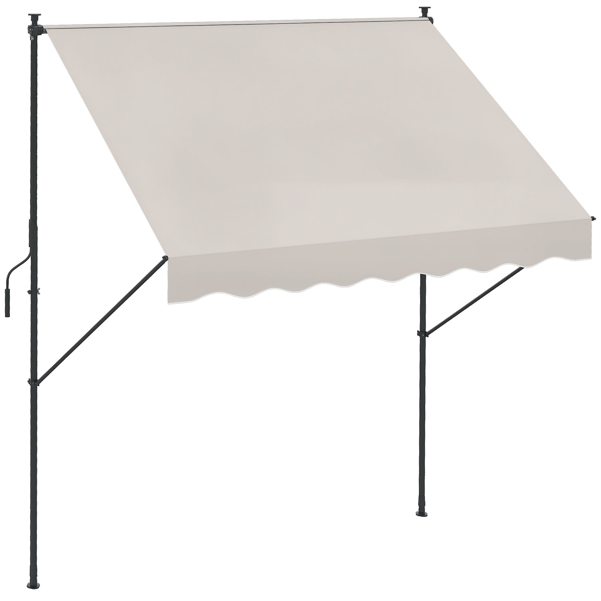 Outsunny Toldo Manual Retráctil 200x175x210-310cm Manivela Protecciónuv40+ Crema_0