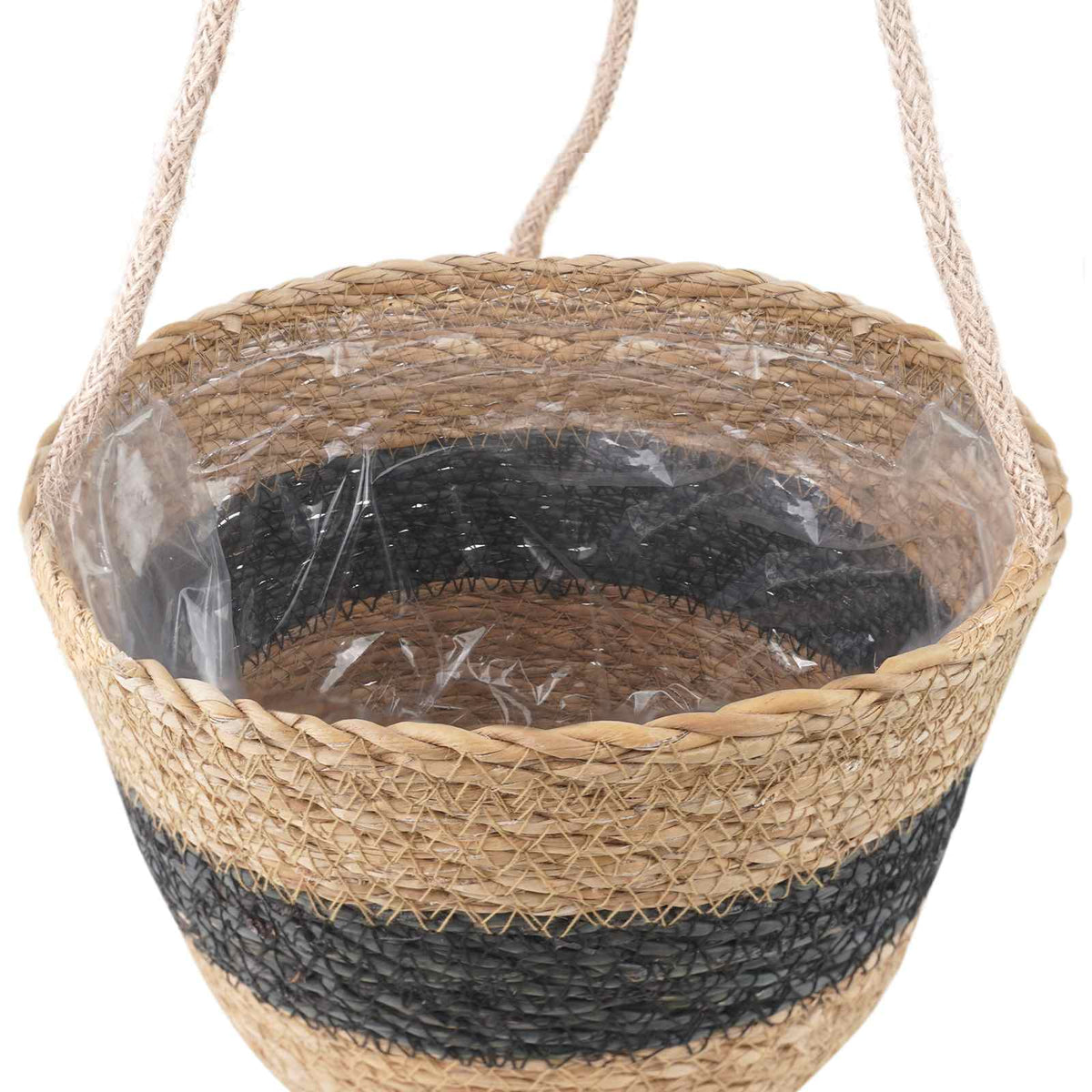Hanging Plant Pot 3 Uds. Natural Y Negro Ø26 X 19 Cm_5