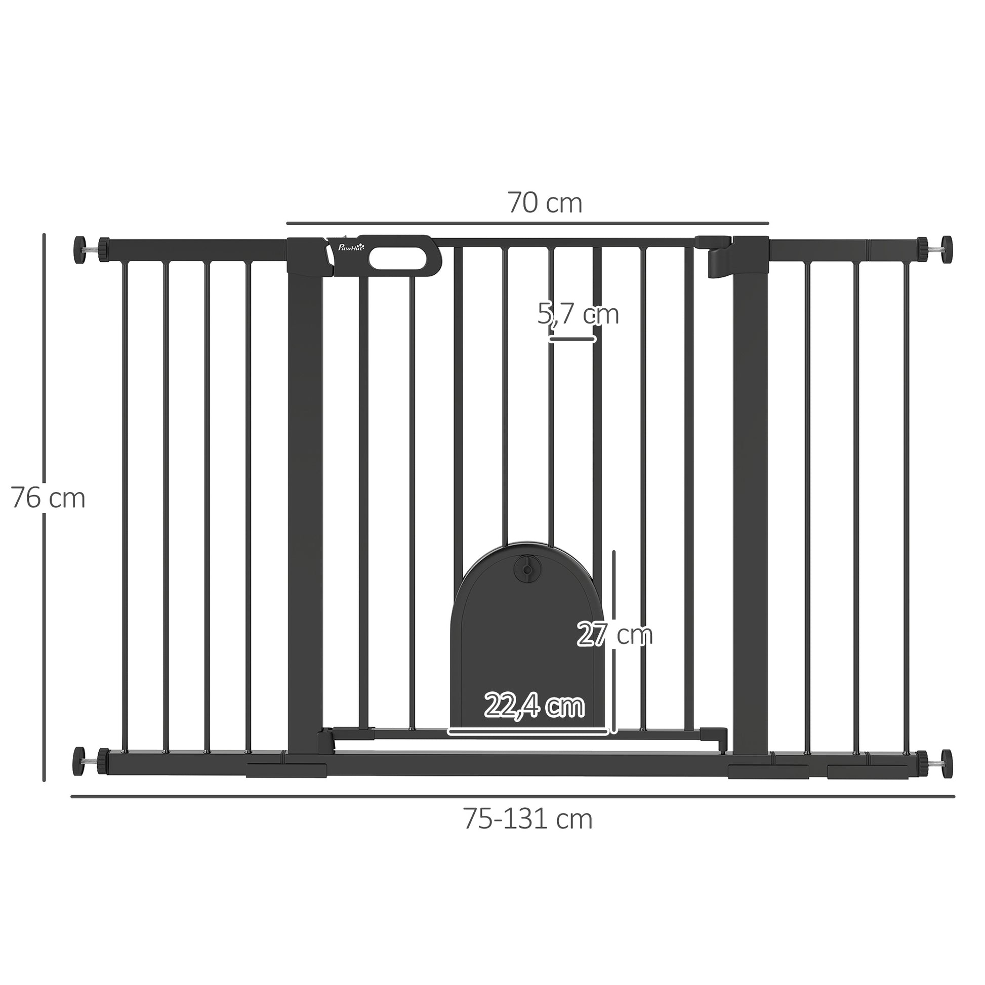 Pawhut Barrera De Seguridad Para Escaleras Y Puertas 75-131 Cm Negro_2