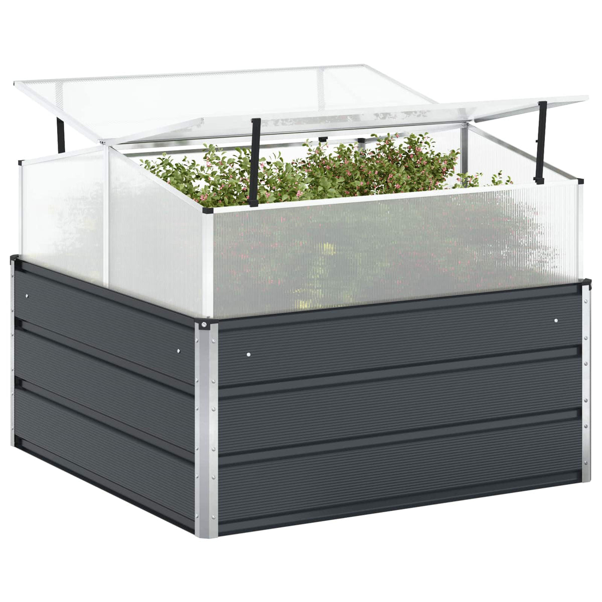 Jardinera Gris Antracita 100 X 100 X 77 Cm Acero Galvanizado_2