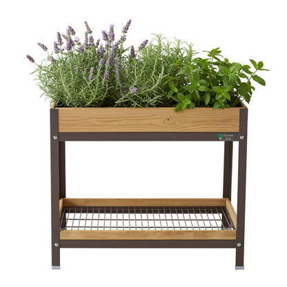 Mi Huerto Urban Jardinera Elevada Madera Con Bandeja Recoge Aguas | Estructura Metálica | Gris | 90x60x78cm_0