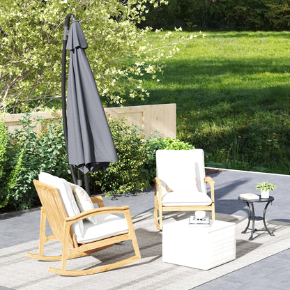 Outsunny Parasol Excéntrico Ø 290 Cm Con Base Cruzada Manivela Anti-uv 50+ Gris_3