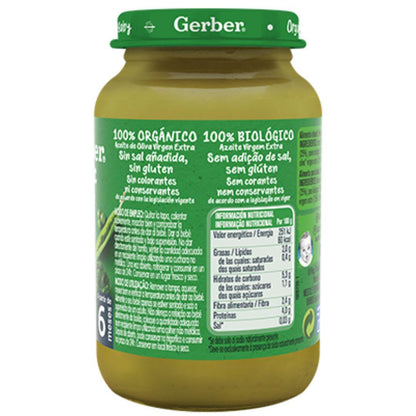 Tarrito de puré ecológico para bebés con Brócoli, Guisantes y Pavo Gerber 190 g GERBER Organic Brócoli Guisantes Pavo