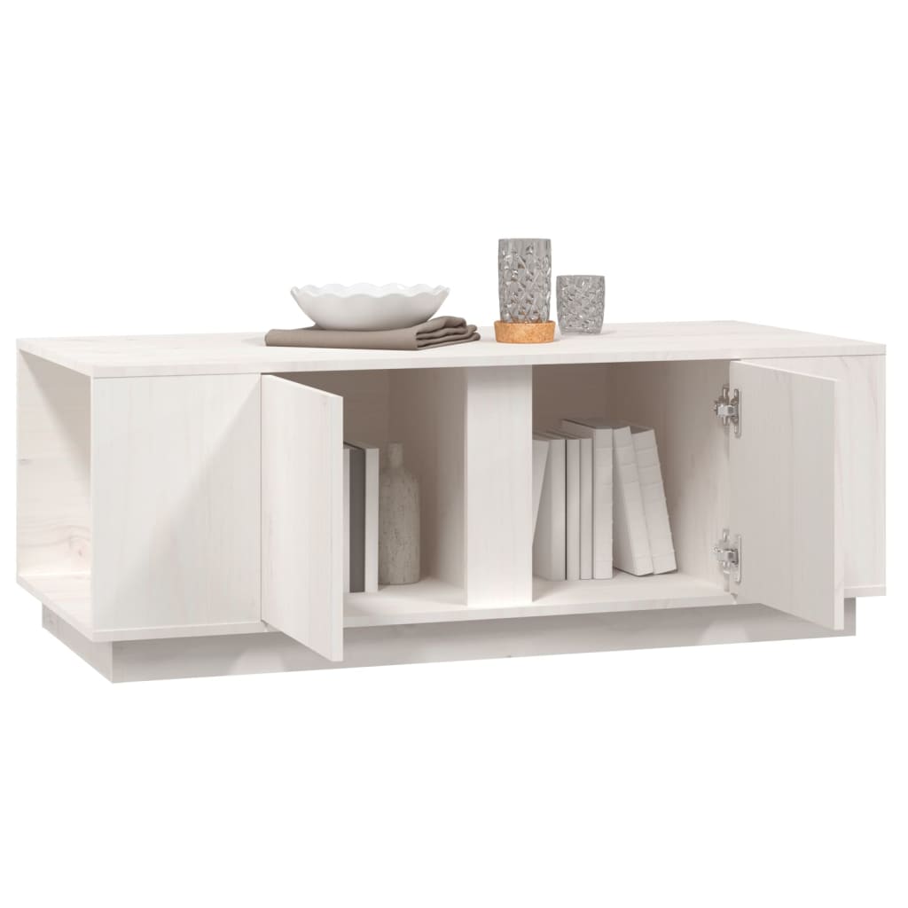 Mesa De Centro De Madera Maciza De Pino Blanco 110x50x40 Cm_2