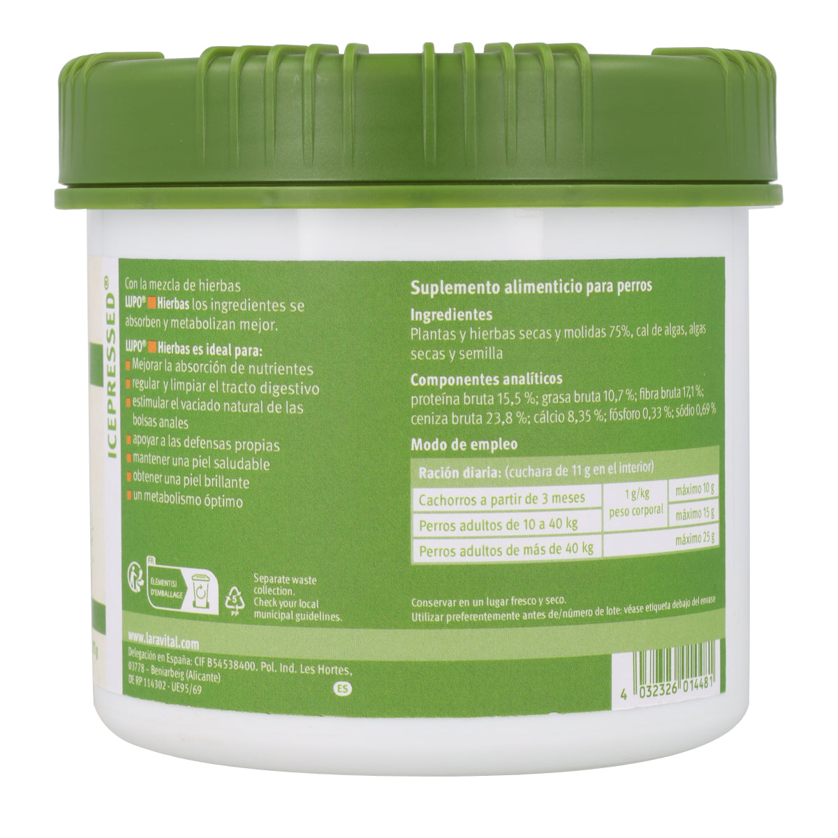 Lupo Kräuter Multivitamínico 100% Natural en Pellet para Perros Pellet 375 g