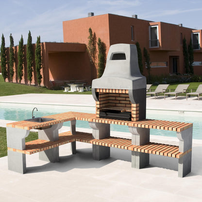 Cocina de exterior esquina Bailén Plus con Barbacoa y fregadero Movelar