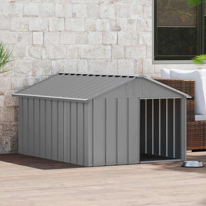 Casa Para Perros Acero Galvanizado Gris 116,5x153x81,5 Cm_2