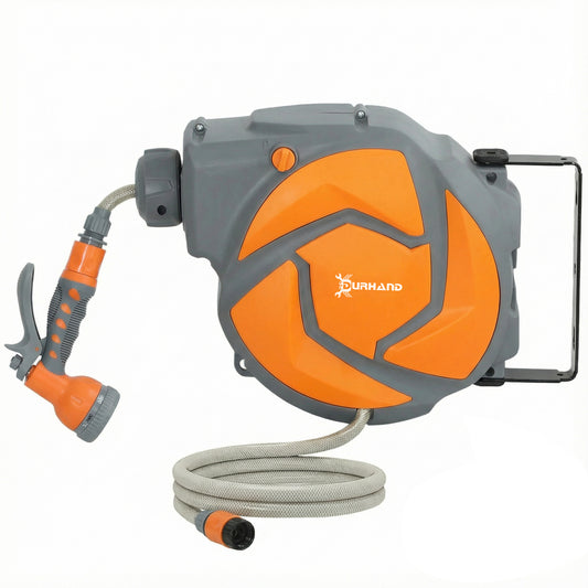 Durhand Enrollador De Manguera Para Jardín De Pared 10+1 M Gris Oscuro Y Naranja_0