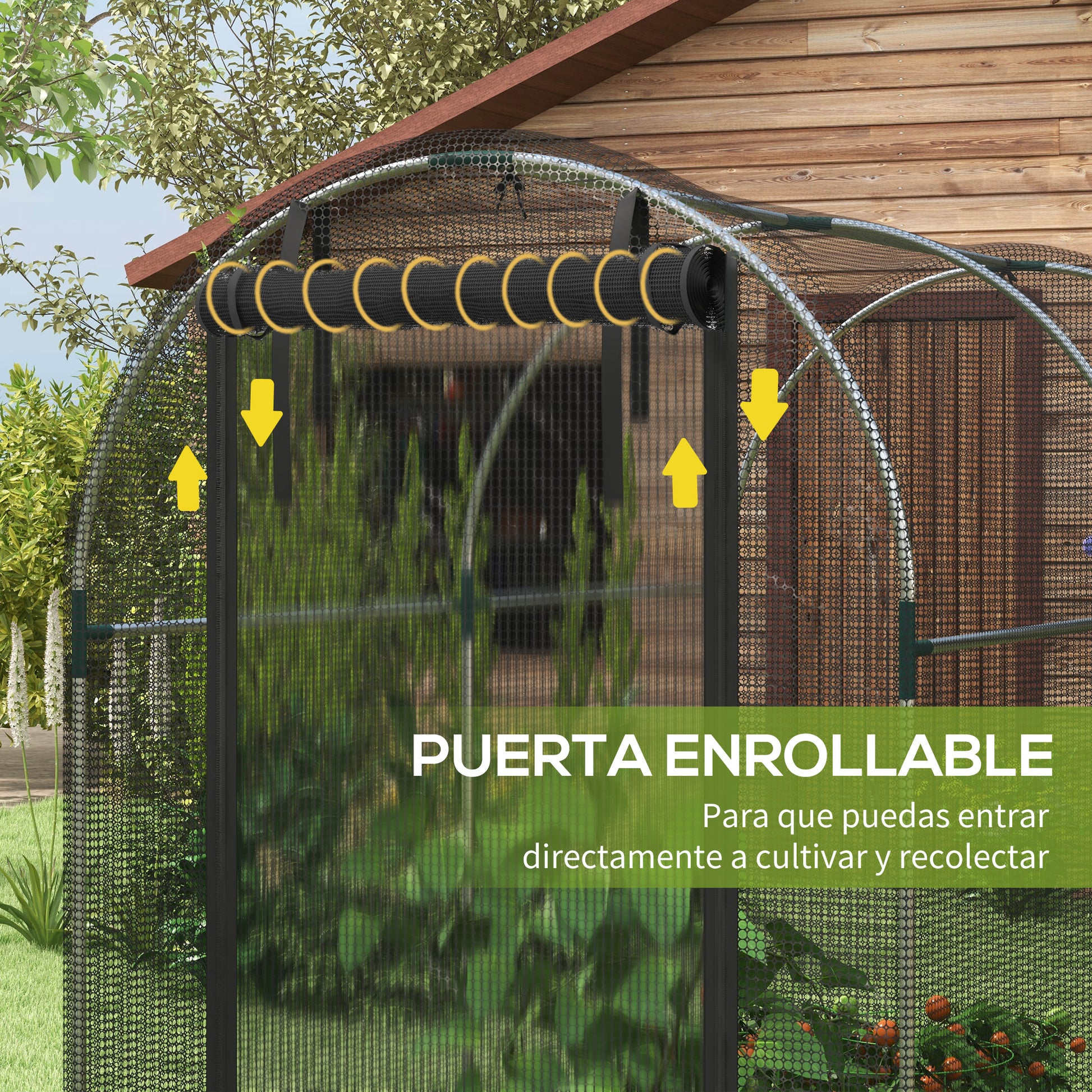 Outsunny Jaula De Cultivo Con 1 Puerta Con Cremallera 120x240x188 Cm Negro_5