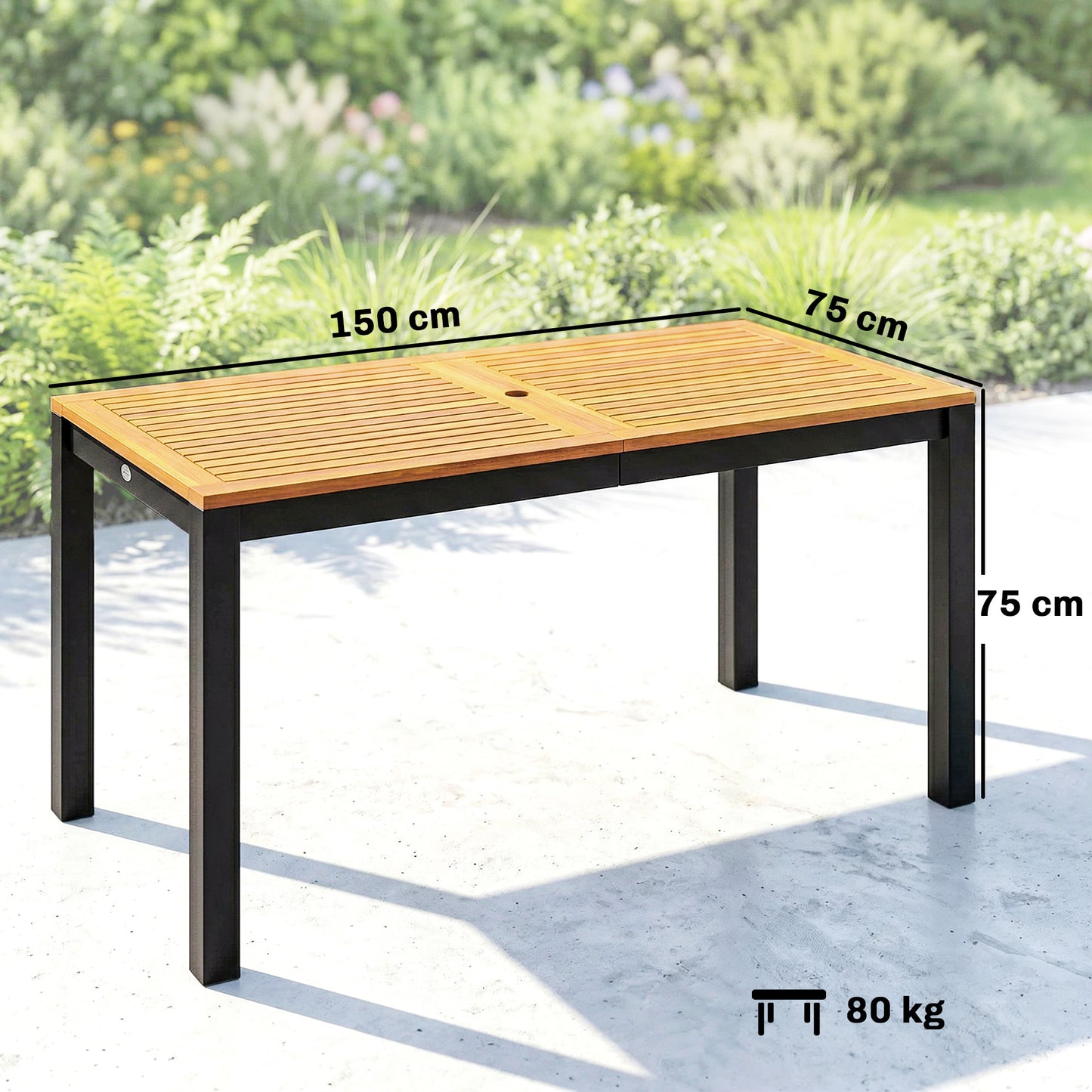 Outsunny Mesa De Comedor De Jardín De Madera De Acacia_2
