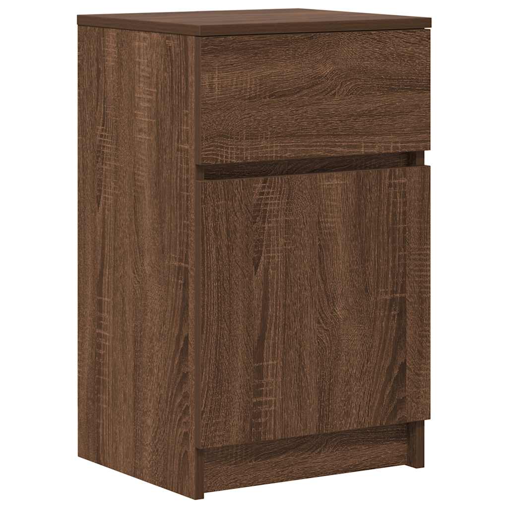 Mesilla De Noche Roble Marrón 39x35x65 Cm Madera De Ingeniería_0