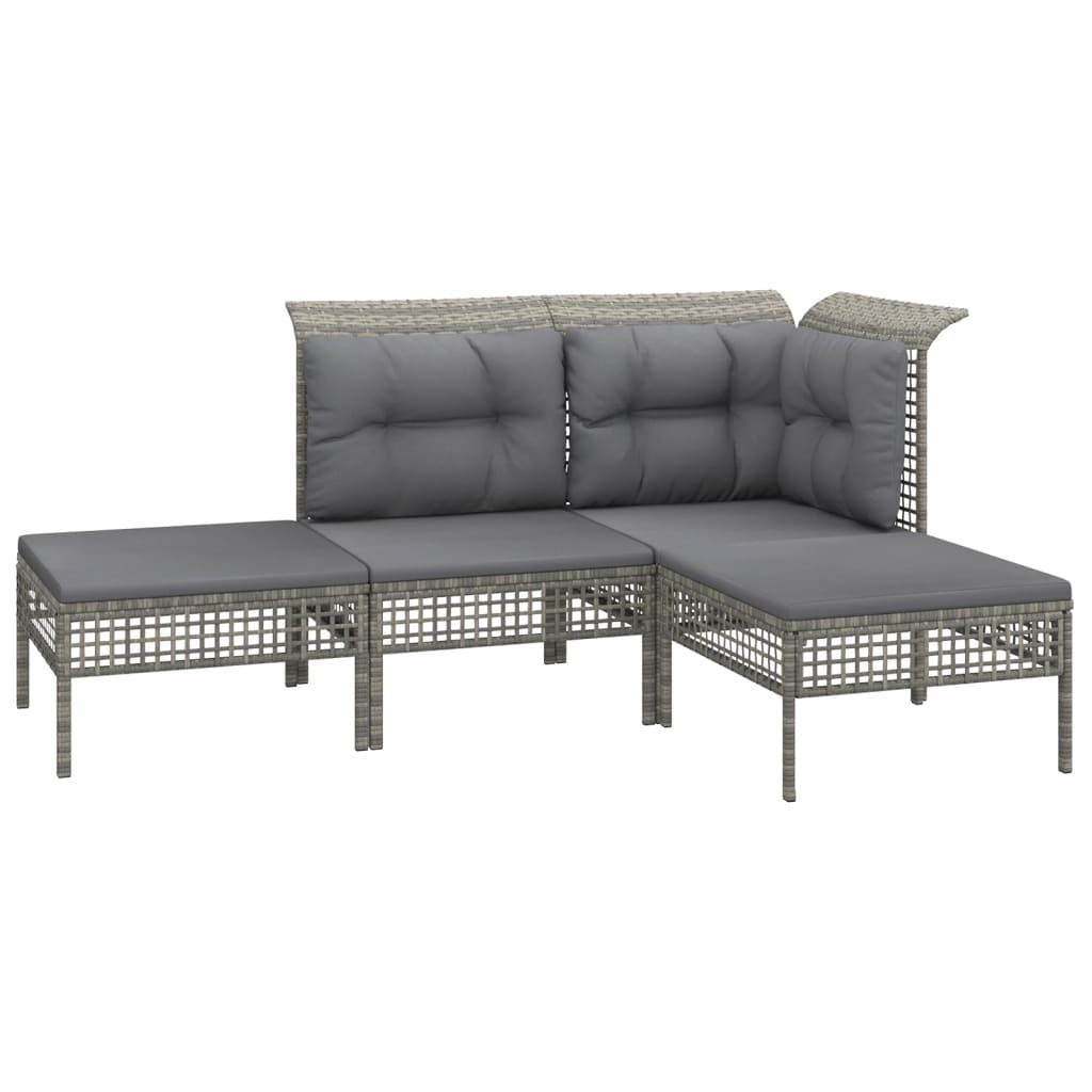 Vidaxl Set De Muebles De Jardín 4 Pzas Y Cojines Ratán Sintético Gris_0