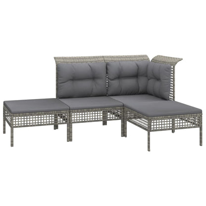 Vidaxl Set De Muebles De Jardín 4 Pzas Y Cojines Ratán Sintético Gris_0