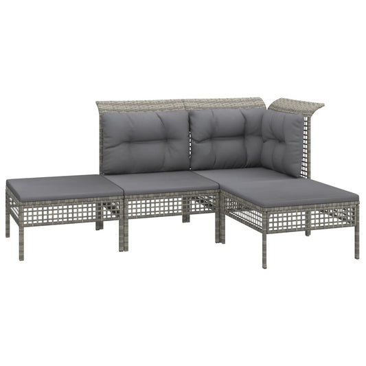 Vidaxl Set De Muebles De Jardín 4 Pzas Y Cojines Ratán Sintético Gris_0