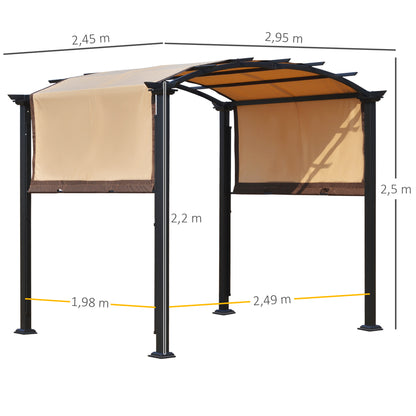 Outsunny Pérgola 3x2,5m Cenador Con Techo Retráctil Jardín Patio Terraza_2
