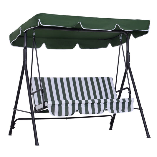 Outsunny Columpio De Jardín De 3 Plazas Con Techo Ajustable Acero 172x110x153 Cm_0