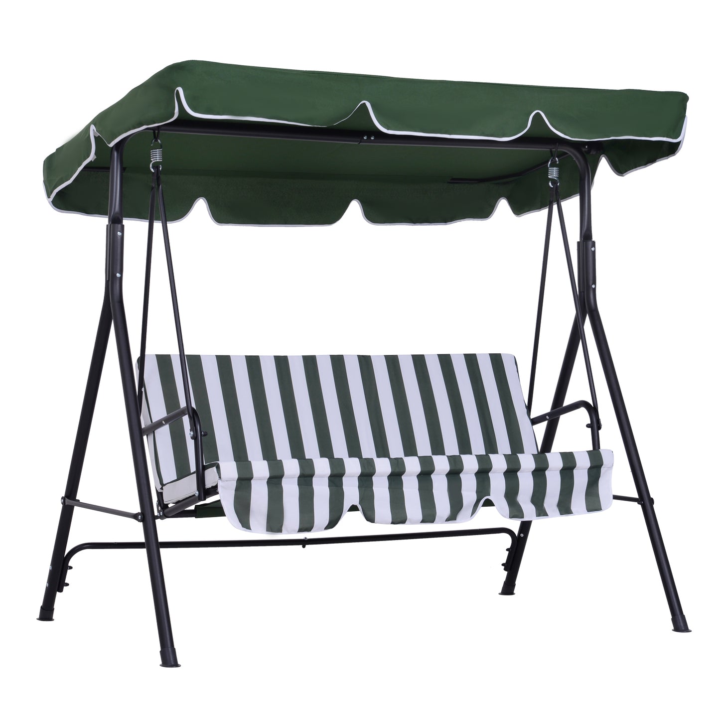 Outsunny Columpio De Jardín De 3 Plazas Con Techo Ajustable 172x110x153cm Verde_0