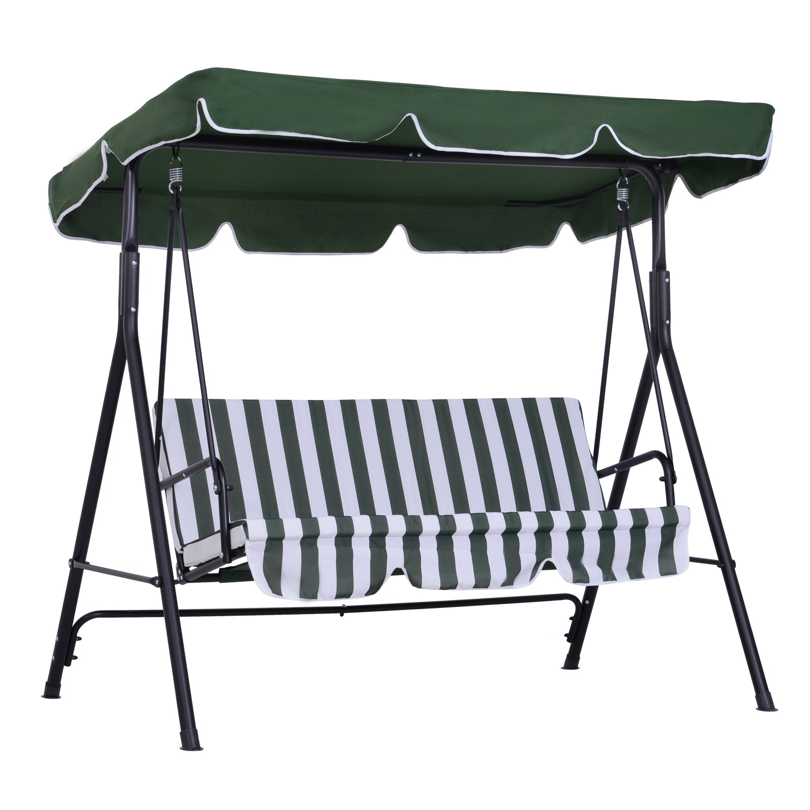 Outsunny Columpio De Jardín De 3 Plazas Con Techo Ajustable 172x110x153cm Verde_0