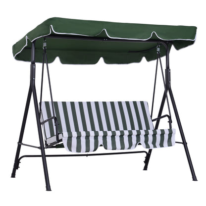 Outsunny Columpio De Jardín De 3 Plazas Con Techo Ajustable 172x110x153cm Verde_0