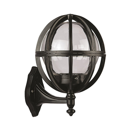 Aplique De Pared Oval En Ángulo Para Exterior, Abs , Negro, 28x23x34, Casquillo E 27 Max 60 W_0