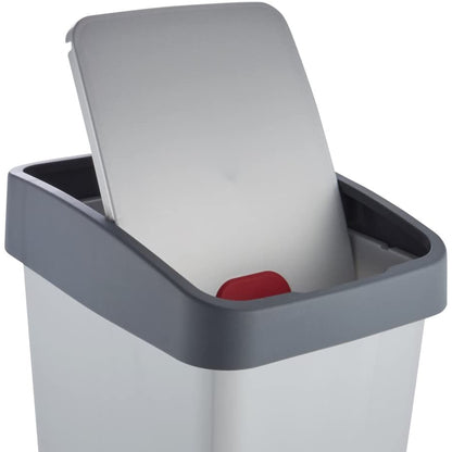 Cubo De La Basura Premium Con Tapa Abatible, Tacto Suave, 45 L, Magne, Plateado_3