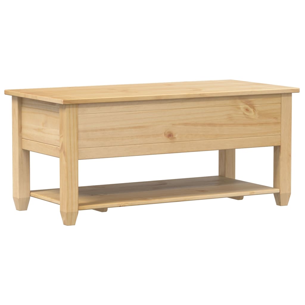 Mesa De Centro Cajones Corona Madera Maciza Pino 100x48x45 Cm_4
