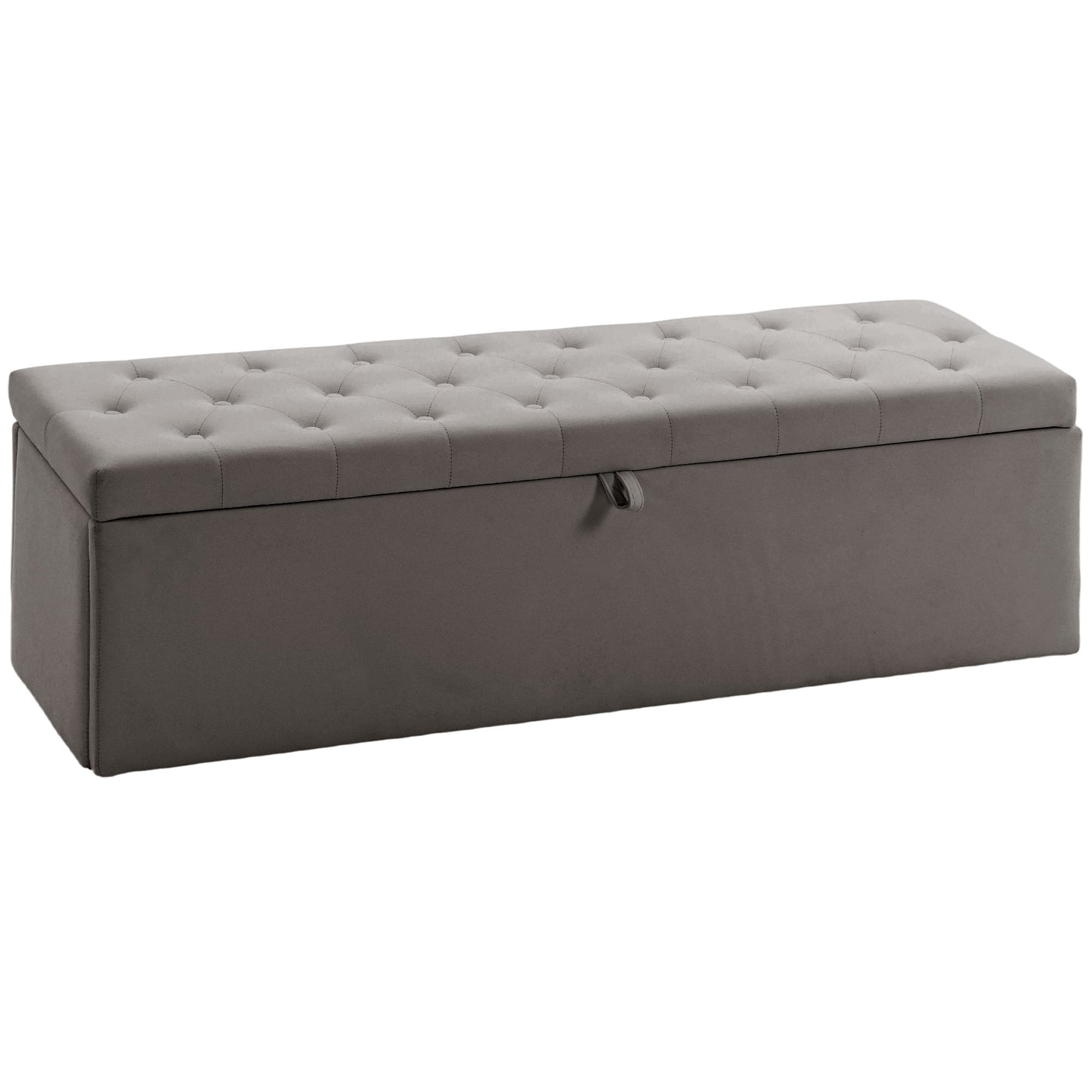 Homcom Puff Almacenaje Banco Almacenaje 141l 137x41x42 Cm Carga 240 Kg Gris_0