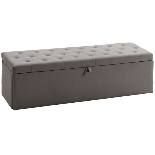 Homcom Puff Almacenaje Banco Almacenaje 141l 137x41x42 Cm Carga 240 Kg Gris_0