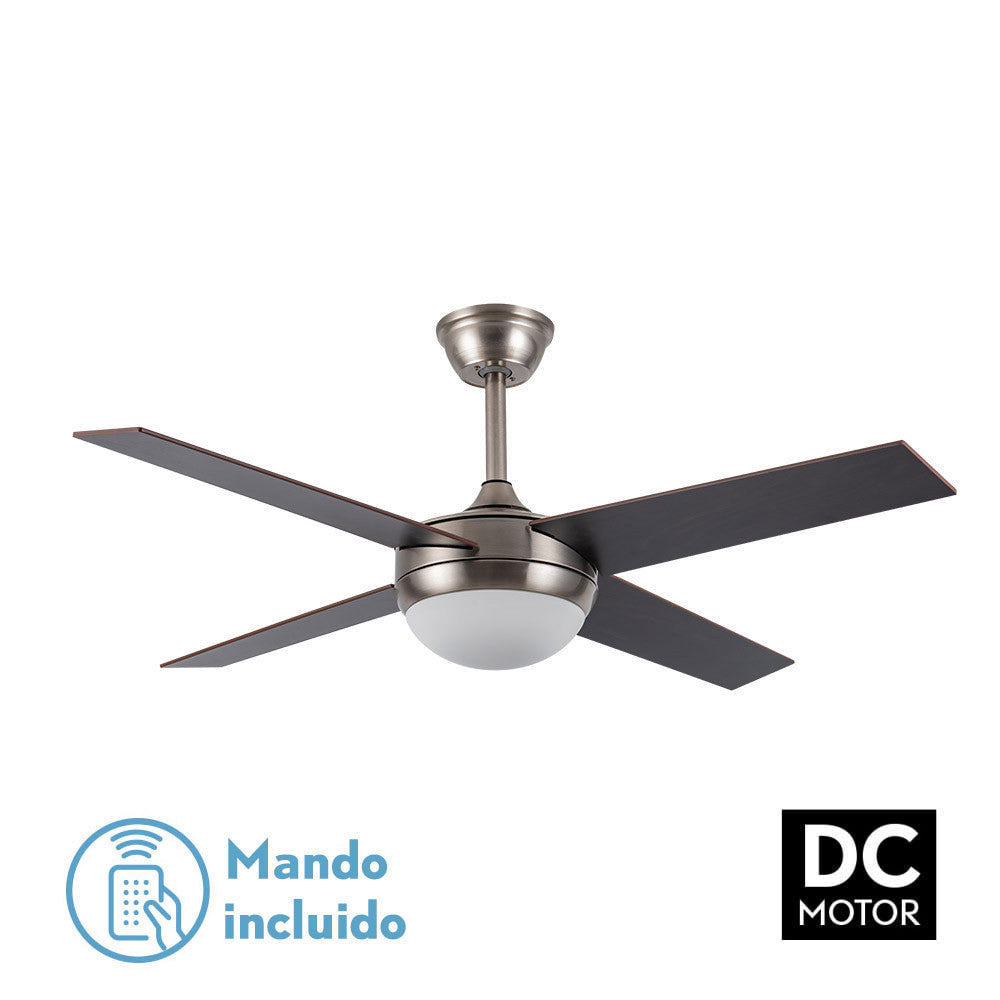 Ventilador Dc Ciro 2xe27 Niquel 4 Asp.rev. Haya/wengue 35/45x116,8d Remoto Y Temporizador_0
