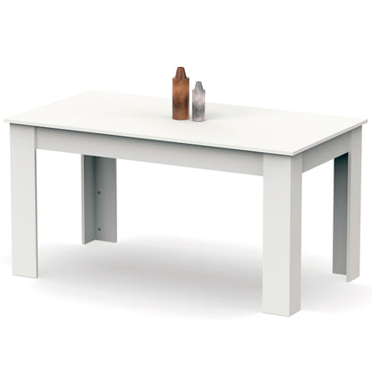 Mesa Comedor Madera, Salón O Cocina Para 4 - 6 Personas 77x140x80 Cm, Muebles Diseño Moderno, Briebe, Opal, Blanco