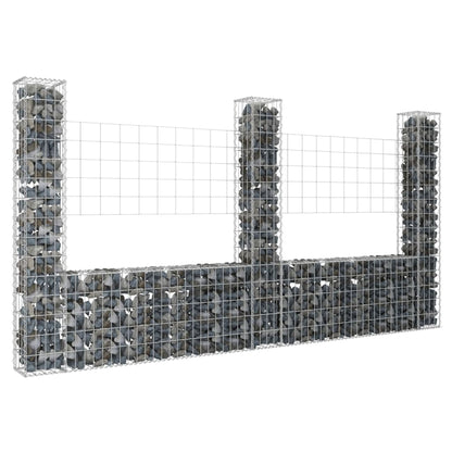 Cesta De Gaviones Forma De U 3 Postes De Hierro 260x20x150 Cm / Vetonek_0