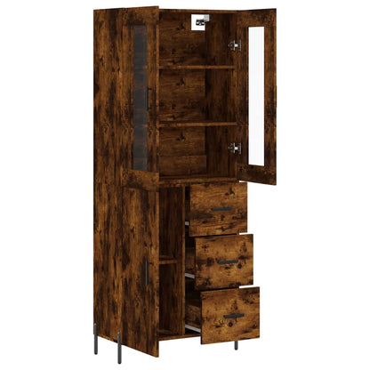 Aparador Alto Madera Contrachapada Roble Ahumado 69,5x34x180 Cm_3