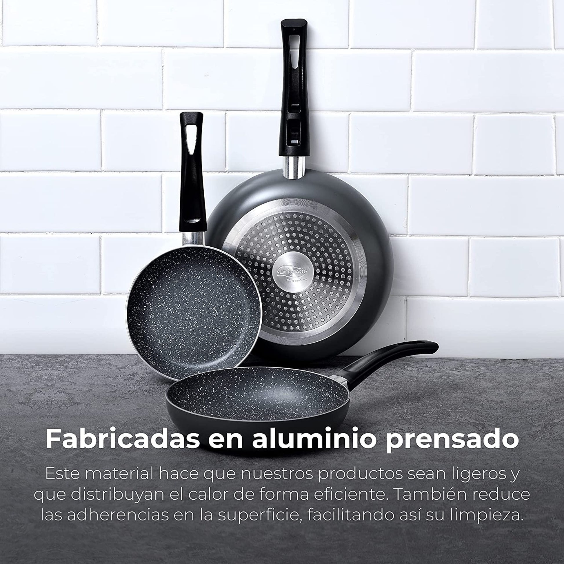 Juego De Batería De Cocina De 8pc + Set 3 Sartenes (16/20/24cm) Aluminio Prensado Soul Marble_2
