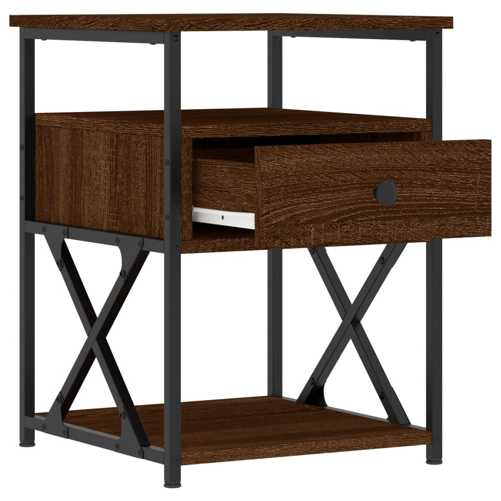Mesita De Noche Madera De Ingeniería Marrón Roble 40x42x55 Cm_4