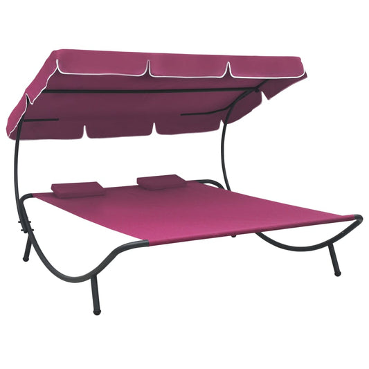 Vidaxl Tumbona De Jardín Con Toldo Y Cojines Rosa_0