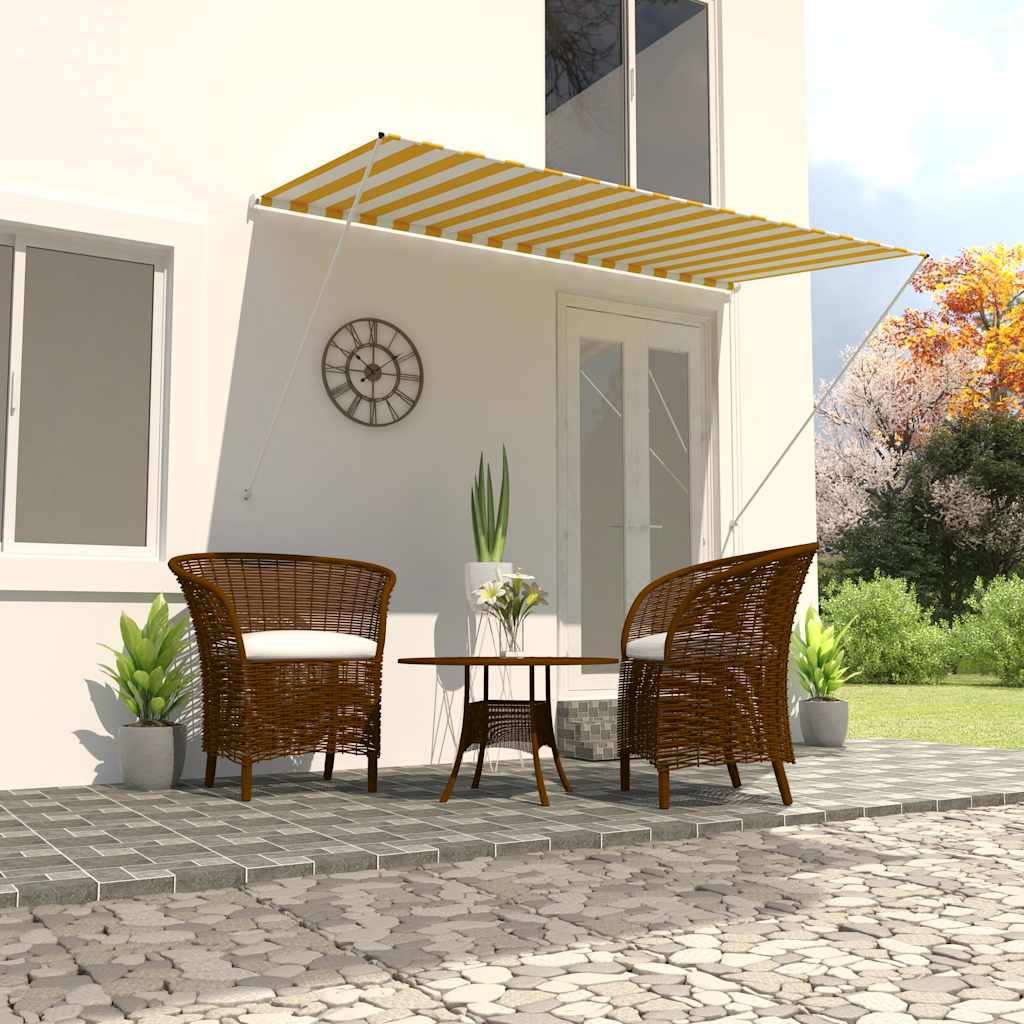 Toldo Retráctil 250x150 Cm Amarillo Y Blanco_1