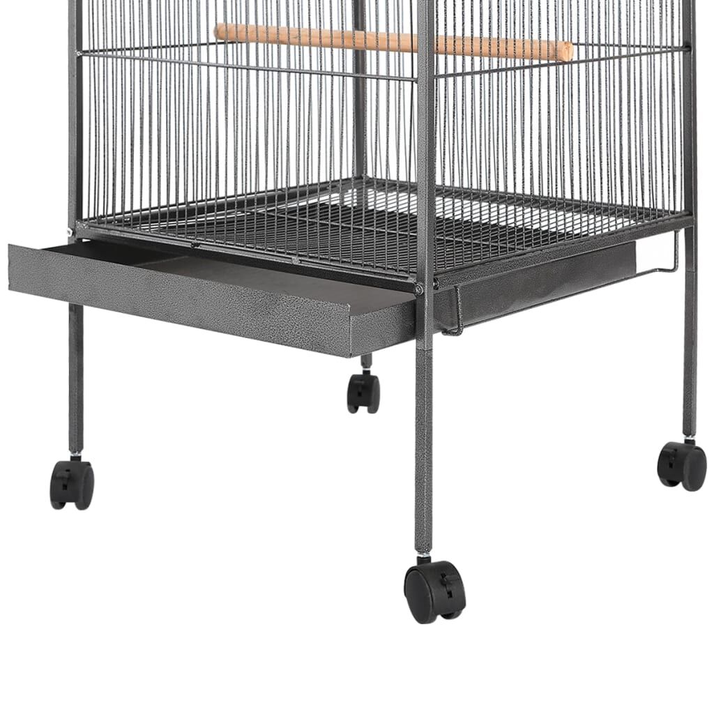 Vidaxl Jaula Para Pájaros Con Techo De Acero Negro 54x54x146 Cm_1