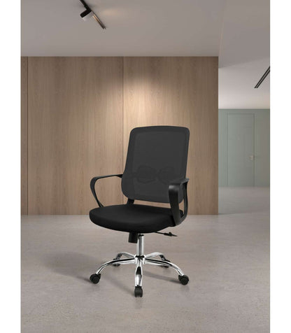 Silla Despacho Giratoria Elevable Acabado Negro, 60m(ancho) 100/110cm(altura) 61cm(fondo)_1