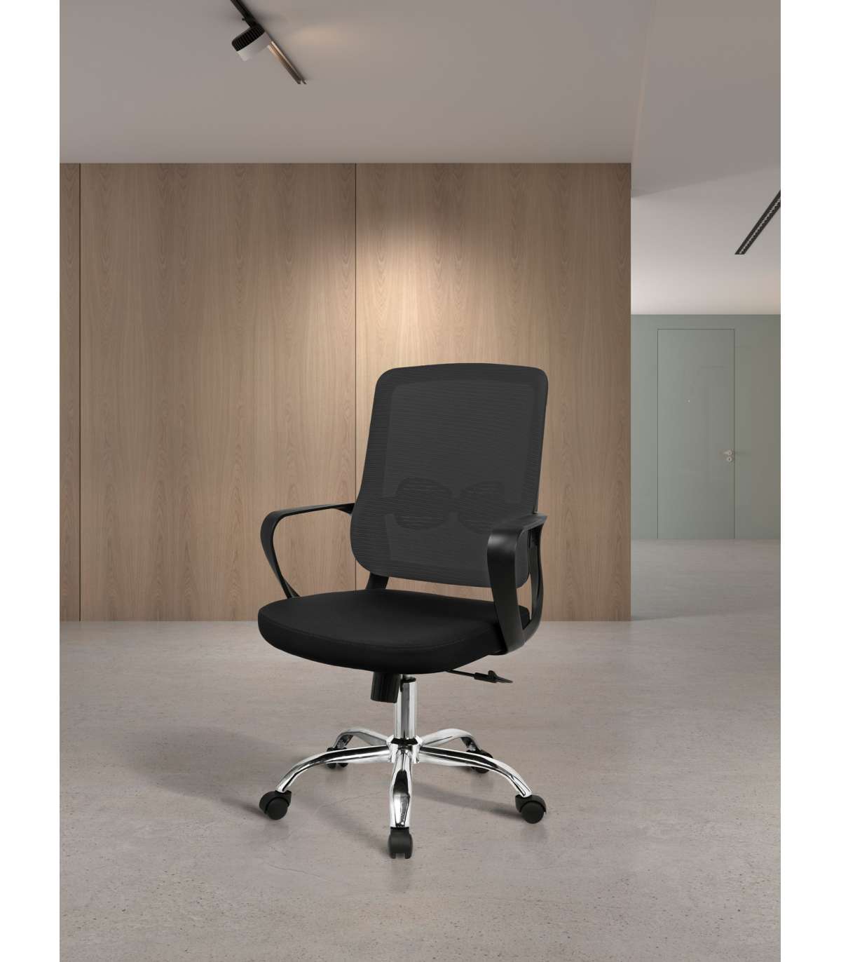 Silla Despacho Giratoria Elevable Acabado Negro, 60m(ancho) 100/110cm(altura) 61cm(fondo)_4