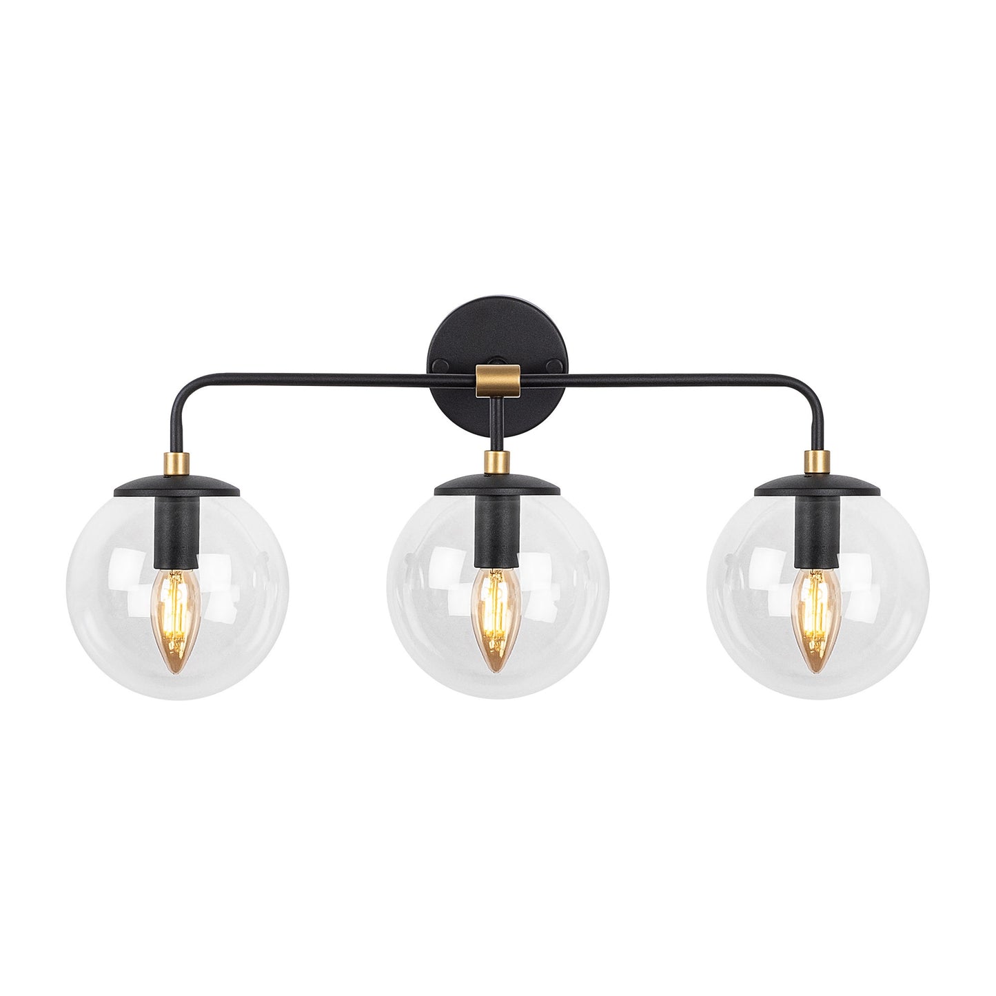 Aplique De Pared Pantalla Transparente, Metal , Negro, 56x21x27, Casquillo 3 X E14 Max 40 W_0