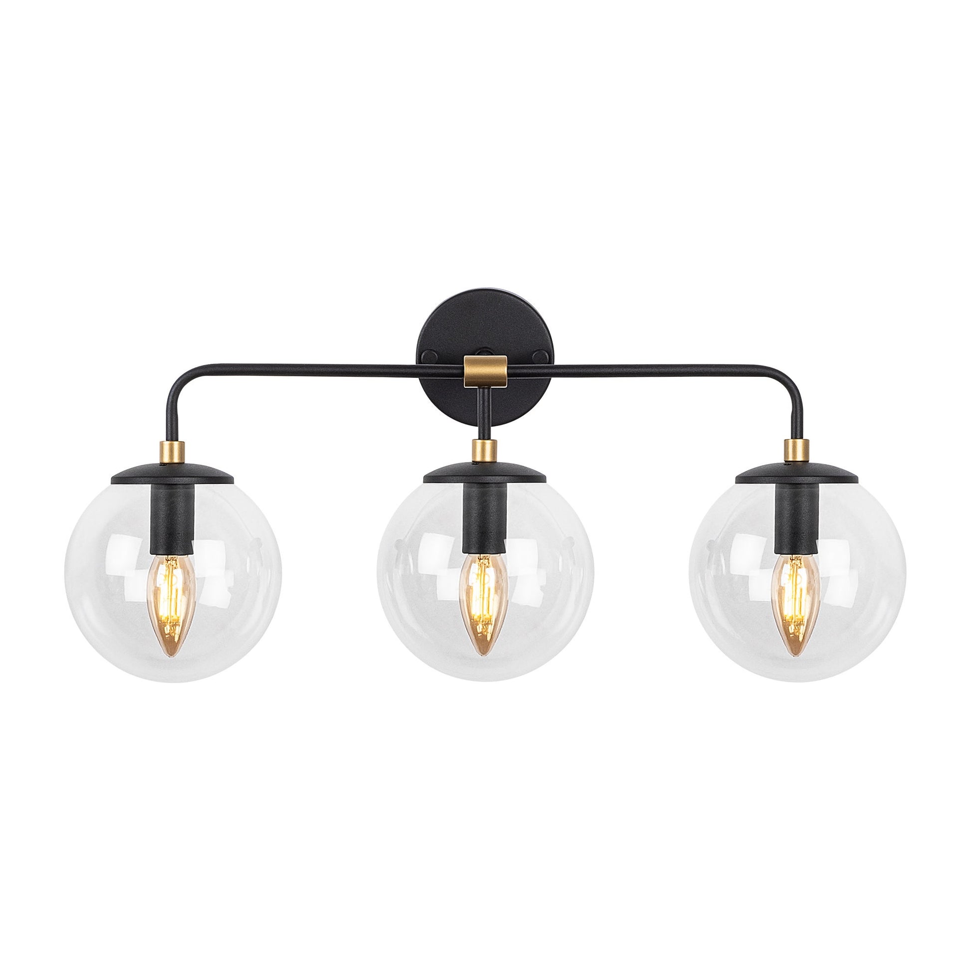 Aplique De Pared Pantalla Transparente, Metal , Negro, 56x21x27, Casquillo 3 X E14 Max 40 W_0