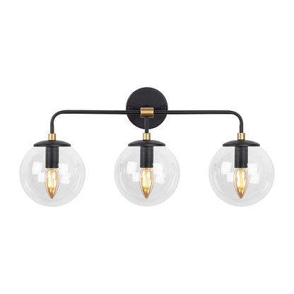 Aplique De Pared Pantalla Transparente, Metal , Negro, 56x21x27, Casquillo 3 X E14 Max 40 W_0