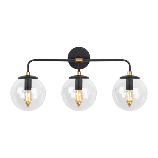 Aplique De Pared Pantalla Transparente, Metal , Negro, 56x21x27, Casquillo 3 X E14 Max 40 W_0