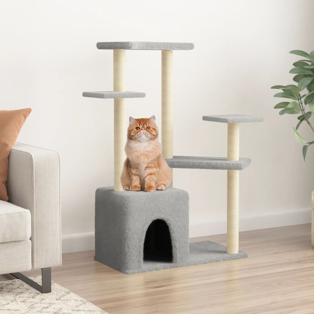 Rascador Para Gatos Con Postes De Sisal Gris Claro 107,5 Cm_1