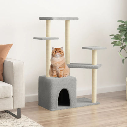 Rascador Para Gatos Con Postes De Sisal Gris Claro 107,5 Cm_1