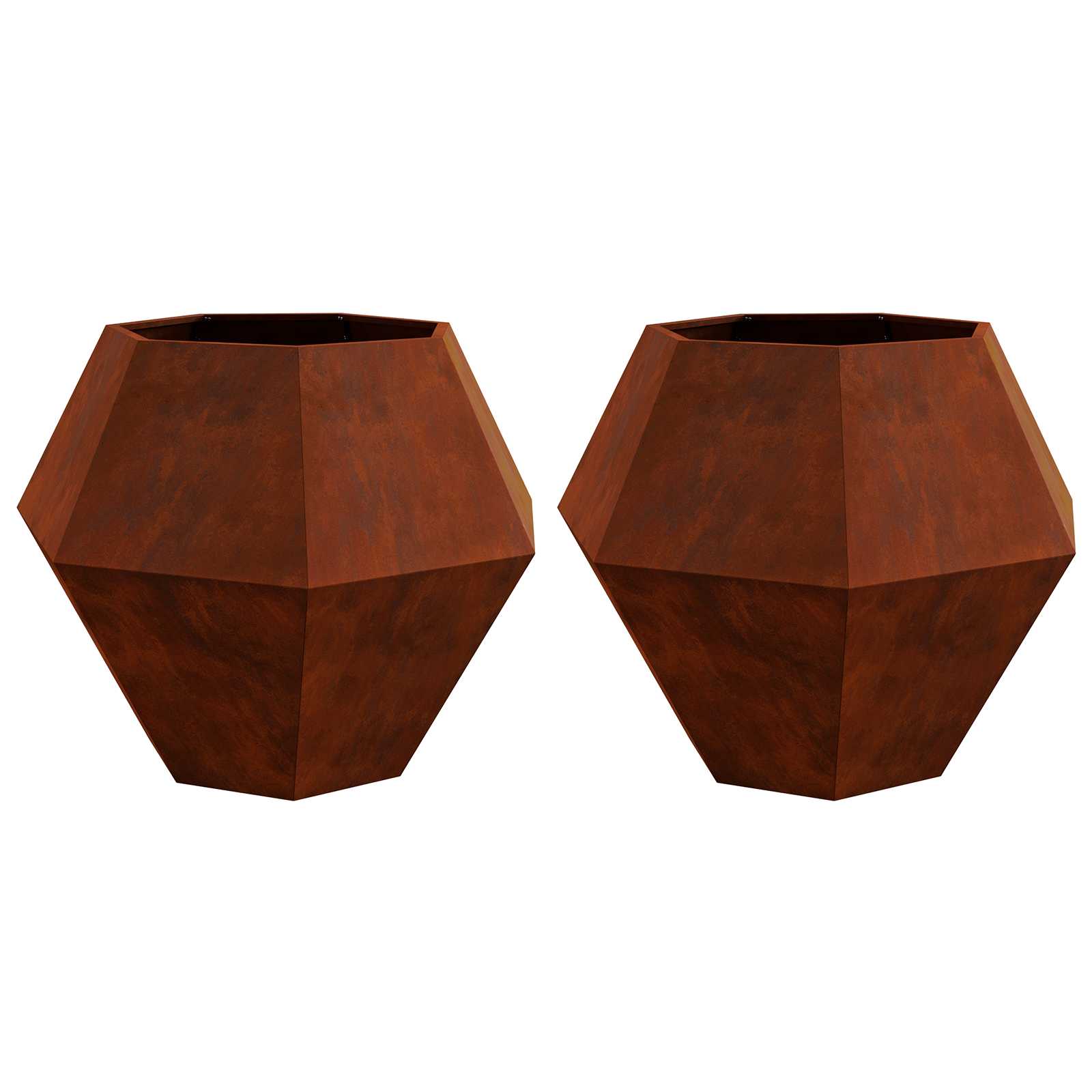 Jardinera 2 Pcs Oxidado 100 X 100 X 80 Cm Acero Autopatinable_0