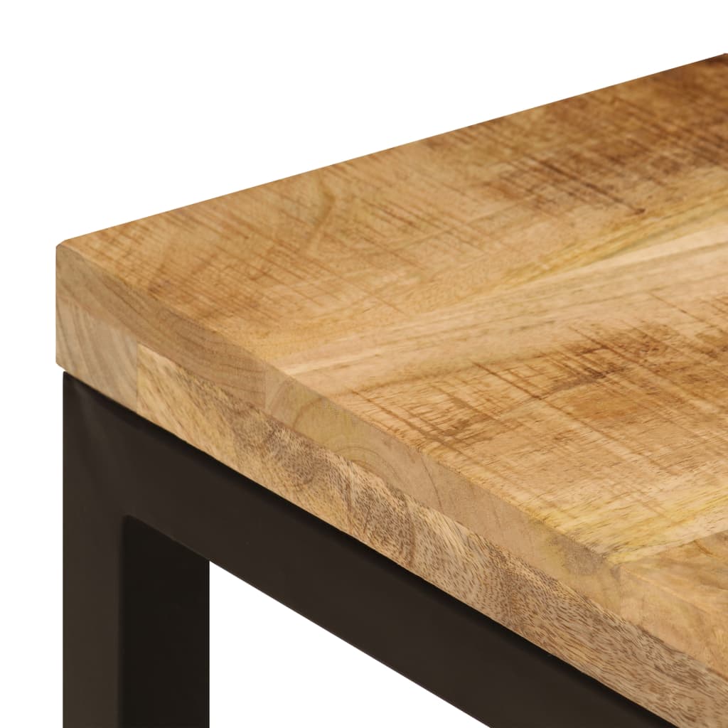 Mesa De Centro Madera Maciza De Mango Y Acero 100x50x35 Cm_4