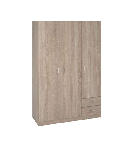 Armario 3 Puertas Abatibles 2 Cajones Acabado Roble, 180 Cm(alto)120 Cm(ancho)52 Cm(fondo)_0