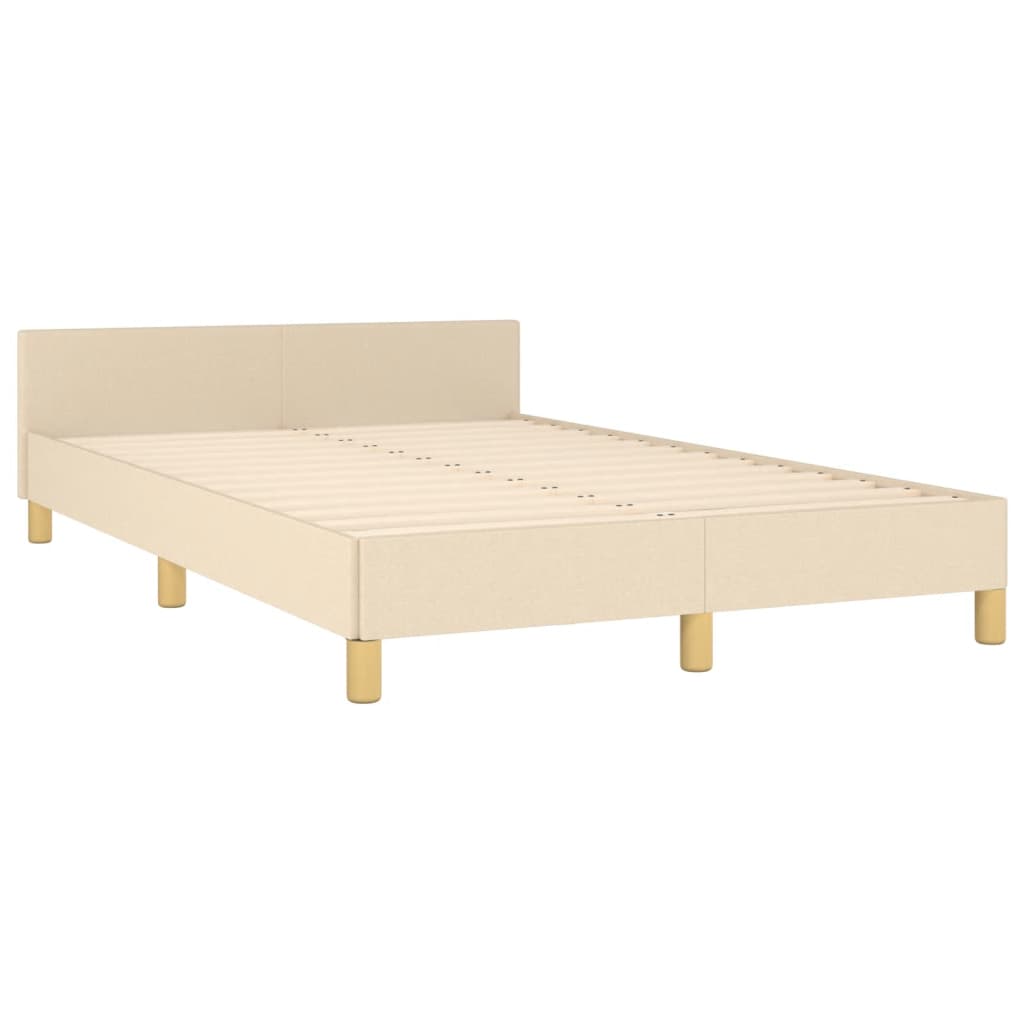 Estructura De Cama Con Cabecero De Tela Color Crema 120x200 Cm / Vetonek_2
